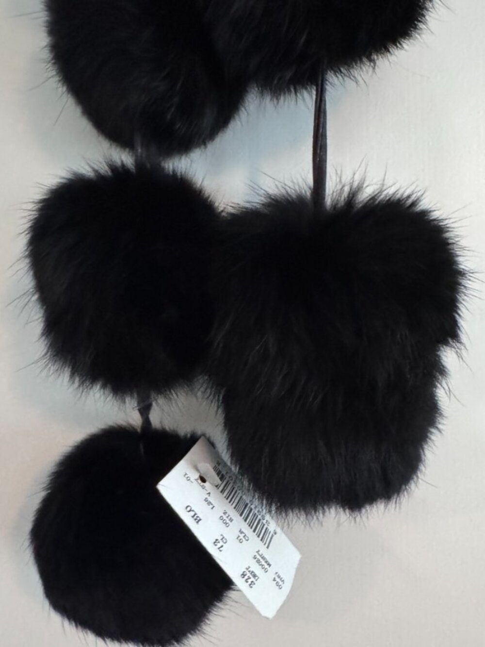 Rabbit Fur Pom-Pom Style Scarf, Black, Soft, Never Worn, New w/Tag - Picture 5 of 6